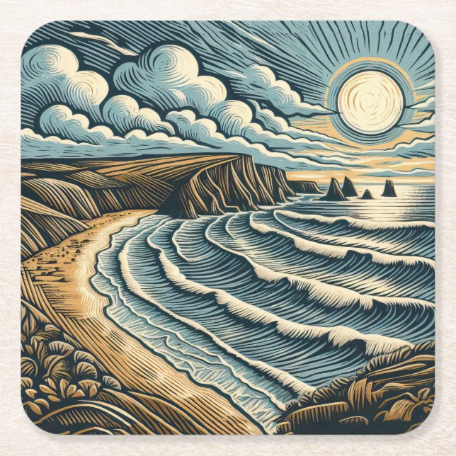 Coast Square Paper Coaster (Front)