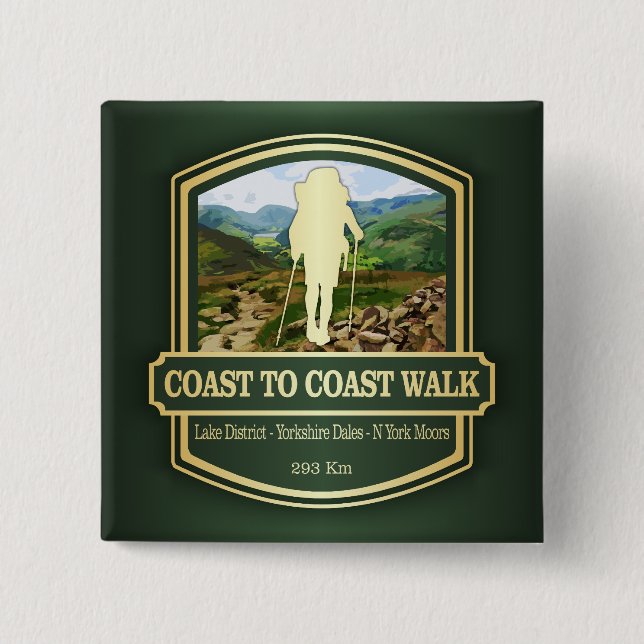 Coast to Coast Walk (B) 2 Inch Square Button (Front)