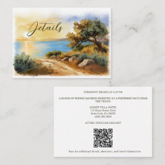 Coast Watercolor Sunset Mediterranean Details Enclosure Card
