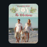 Coasta Beach Christmas Photo Magnet<br><div class="desc">A beautiful beach themed Christmas magnet greeting card with the message,  Wishing you Joy inside.  This card is decorated with a sand dollar,  holly and sea grasses. Personalize it for your coastal Christmas!</div>