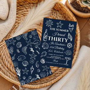 Coastal 30th Birthday  Beach Party, Ocean Theme Invitation
