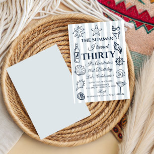 Coastal 30th Birthday  Beach Party, Ocean Theme Invitation