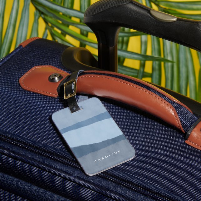 Coastal Abstract Shades of Blue Luggage Tag (Front Insitu 1)