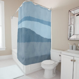 Coastal Abstract Shades of Blue Shower Curtain