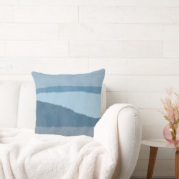 Coastal Abstract Shades of Blue Throw Pillow