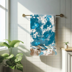Coastal Abstract Wave Swirl Border Bath Towel