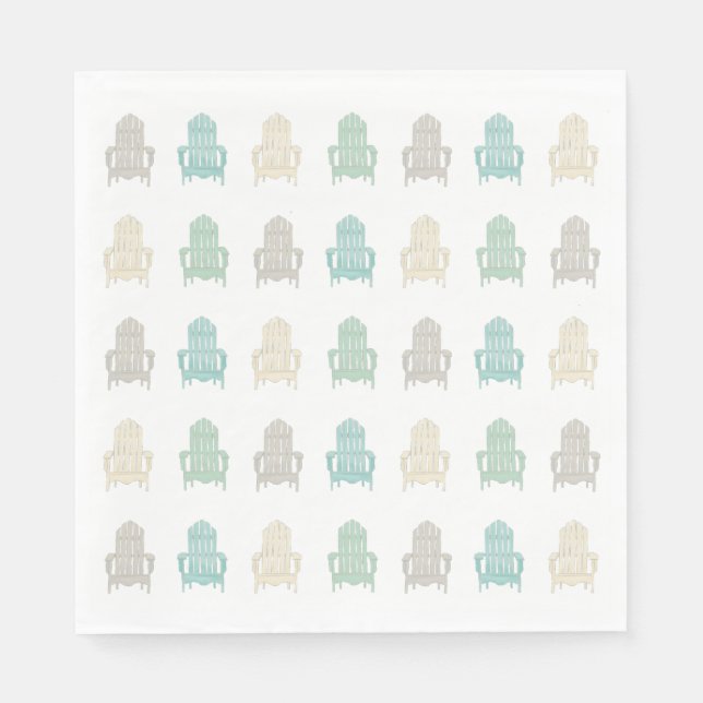 Coastal Adirondack Chairs Lake House Beach House Napkin (Front)
