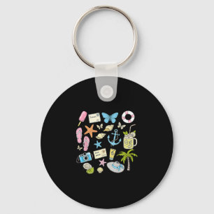 Coastal Aesthetic Beach Trip Starfish Seashell Sum Keychain