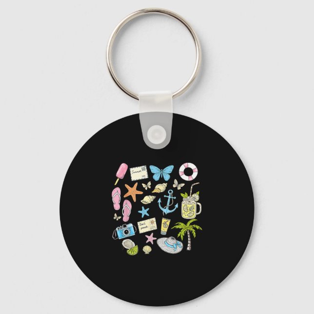 Coastal Aesthetic Beach Trip Starfish Seashell Sum Keychain (Front)