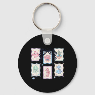 Coastal Aesthetic Summer Vibes Marine Life Ocean B Keychain