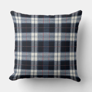 Coastal Americana Plaid Blue And White Chequered Throw Pillow