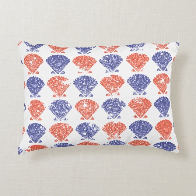 Coastal Americana Seashells Accent Pillow (Front)