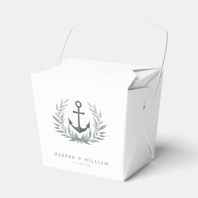 coastal anchor sailboat wedding favor box (Front Side)