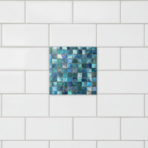 Coastal Aqua Blue Glass Mosaic Tile