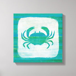 Coastal Aqua Crab Canvas Print
