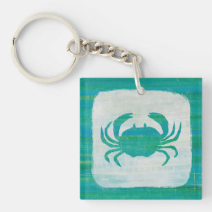 Coastal   Aqua Crab Keychain