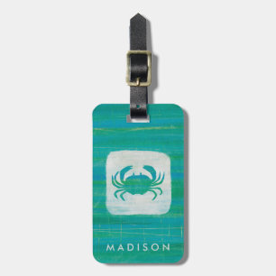 Coastal   Aqua Crab Luggage Tag