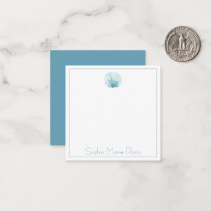 Coastal Aqua Scallop Seashell Personalized Card