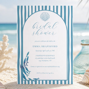 Coastal Arch Blue White Bridal Shower Invitation