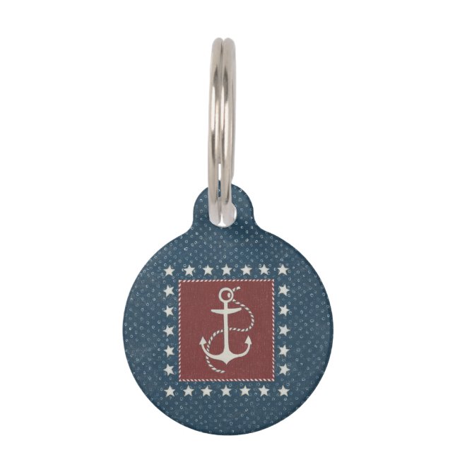 Coastal Art | Anchor on Red Pet Tag (Front)