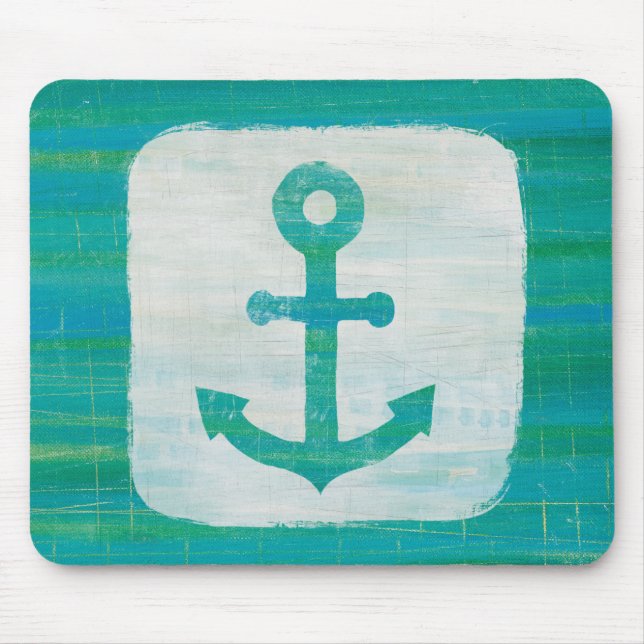 Coastal Art | Aqua Anchor Mouse Pad (Front)