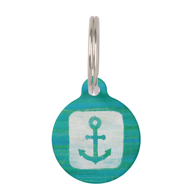 Coastal Art | Aqua Anchor Pet Tag (Front)