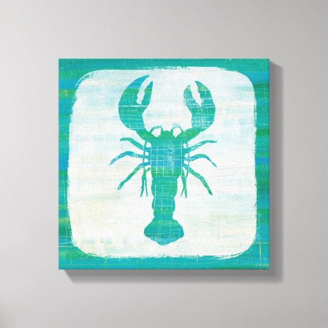 Coastal Art | Aqua Lobster Canvas Print (Front)