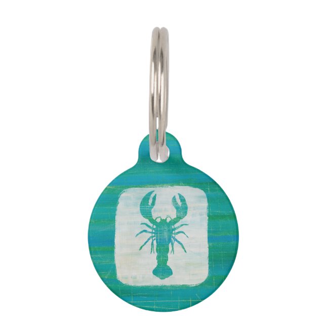 Coastal Art | Aqua Lobster Pet Tag (Front)