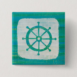 Coastal Art   Aqua Steering Wheel 2 Inch Square Button