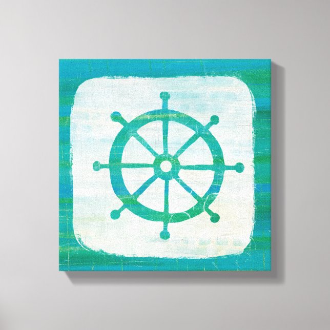 Coastal Art | Aqua Steering Wheel Canvas Print (Front)