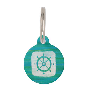 Coastal Art   Aqua Steering Wheel Pet Tag