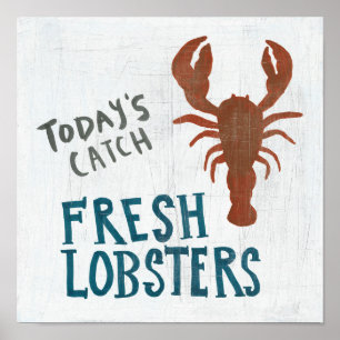 Coastal Art   Fresh Lobsters Poster