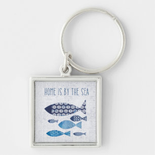 Coastal Art   Home is By the Sea Keychain