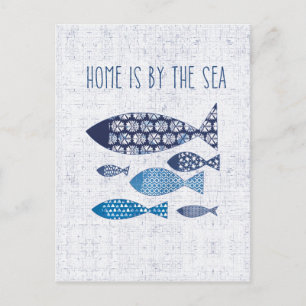 Coastal Art   Home is By the Sea Postcard