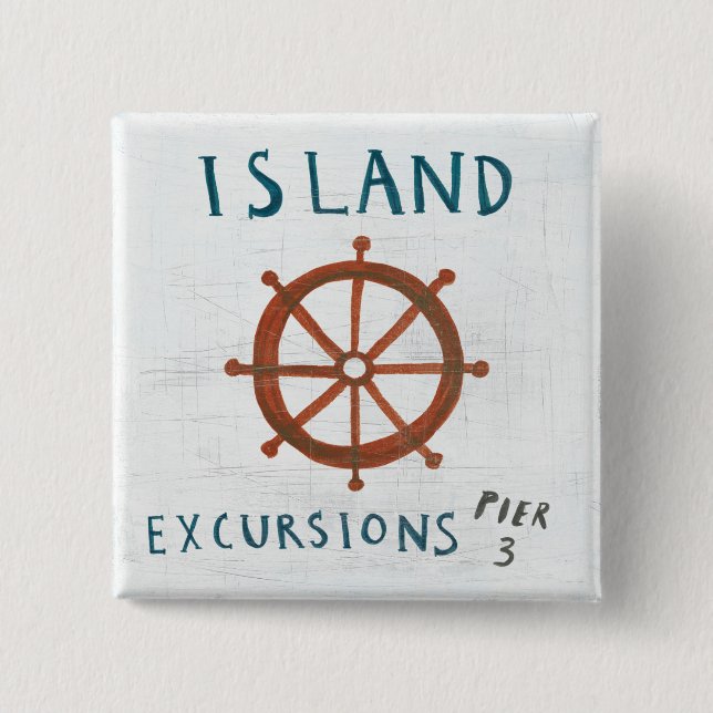 Coastal Art | Island Excursions 2 Inch Square Button (Front)
