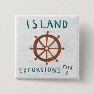 Coastal Art Island Excursions 2 Inch Square Button