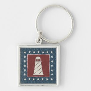 Coastal Art   Lighthouse on Red Keychain
