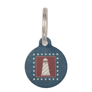 Coastal Art Lighthouse on Red Pet Tag