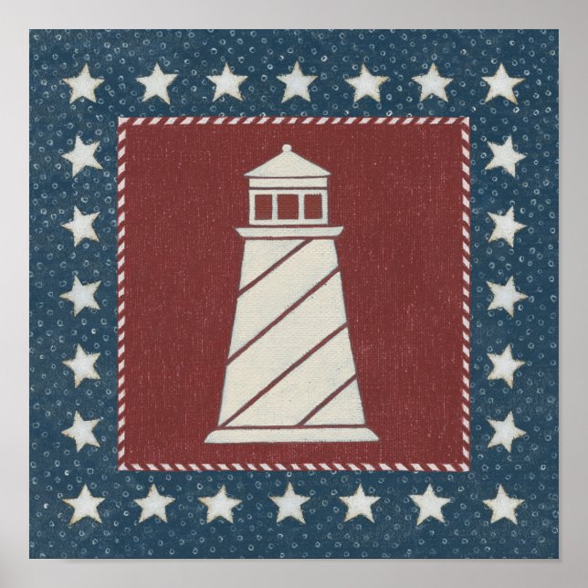 Coastal Art | Lighthouse on Red Poster (Front)