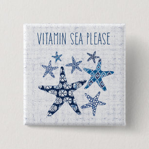 Coastal Art Vitamin Sea Please 2 Inch Square Button