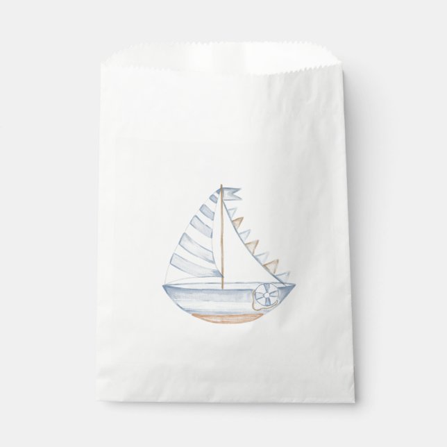 Coastal Baby Ahoy Its a Boy Baby Shower Favour Bag (Front)