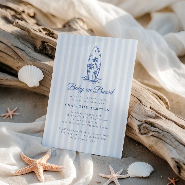 Coastal Baby on Board Baby Shower Invitation  (Baby on Board Coastal Invitation)