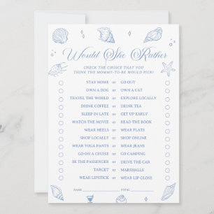 Coastal Baby Shower Would She Rather Game Card