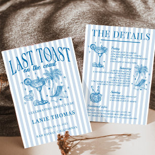 Coastal Bachelorette Cocktail Party Blue Invitation