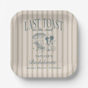 Coastal Bachelorette Cocktail Party Navy Paper Plate