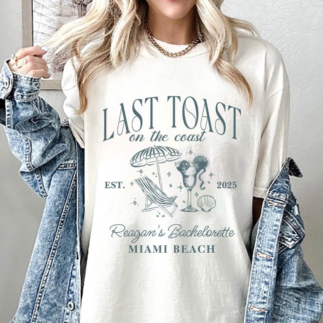 Coastal Bachelorette Cocktail Party Navy T-Shirt (Creator Uploaded)