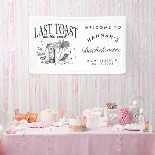 Coastal Bachelorette Modern Cocktail Party Black Banner