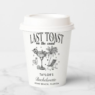 Coastal Bachelorette Modern Cocktail Party Black Paper Cups