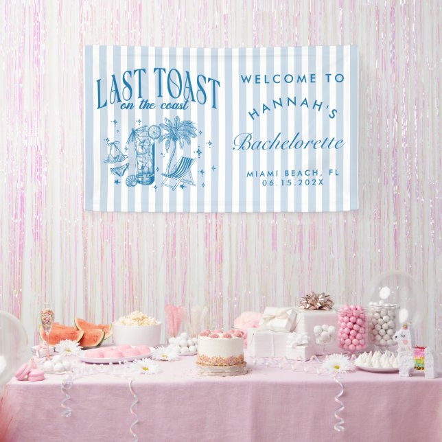 Coastal Bachelorette Modern Cocktail Party Blue Banner (Party)