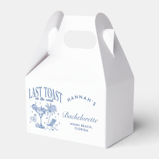 Coastal Bachelorette Modern Cocktail Party Blue Favor Box (Front Side)